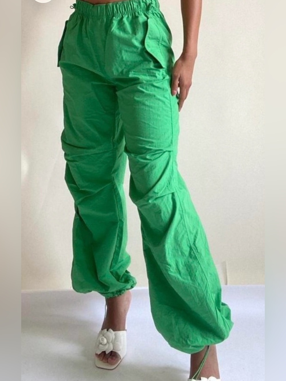 Love Tree Kelly Green Nylon Parachute Cargo Pants Women's Size large